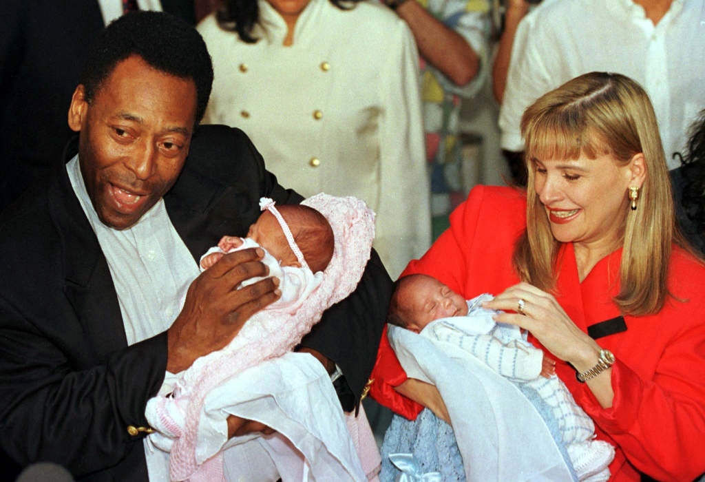 Pelé wed his second wife, gospel singer Assiria Seixas Lemos, in 1994 and they share twins Celeste and Joshua. The couple split up in 2008.