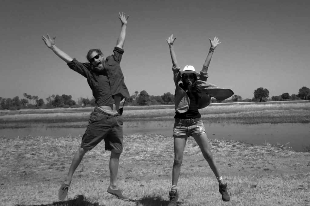 Prince Harry and Meghan Markle jumping for joy in a silly private snap.