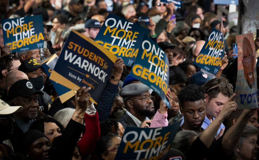 Supporters of Sen. Warnock went to his campaign rally.