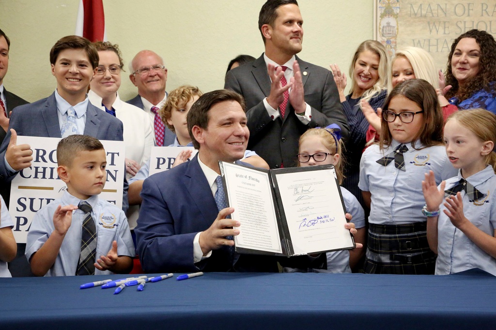 Florida Gov. Ron DeSantis presents the controversial "Parental Rights in Education" bill.