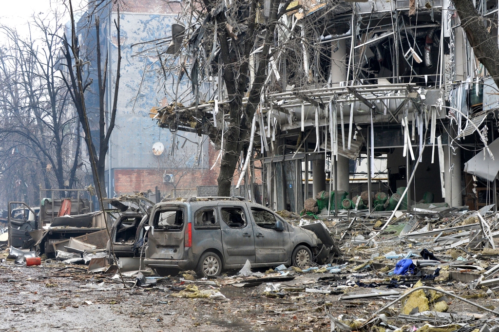 Blown out building in Ukraine. 