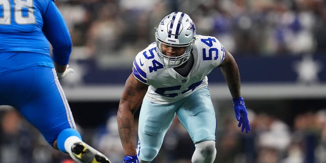 Sam Williams of the Dallas Cowboys gets set against the Detroit Lions at AT and T Stadium Oct. 23, 2022, in Arlington, Texas.