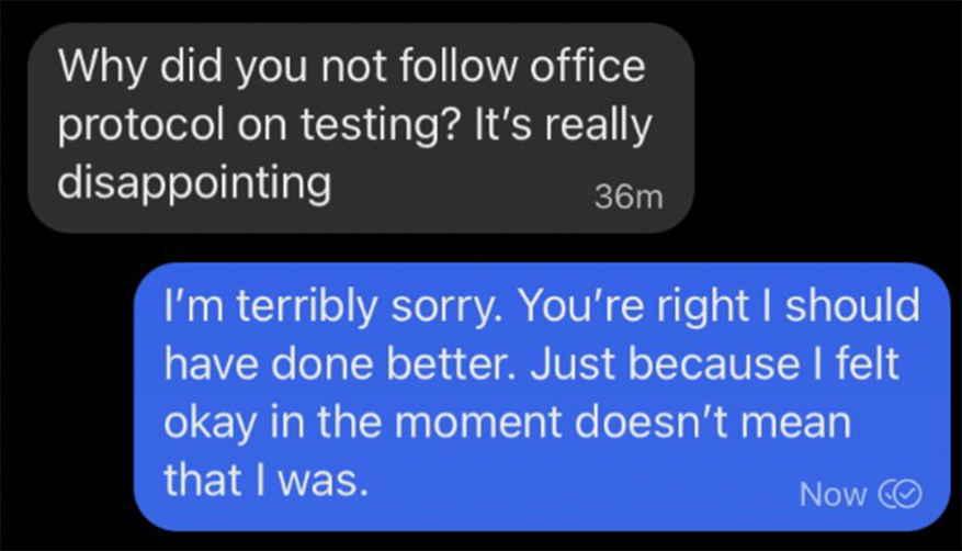 Porter texted the former staffer that her actions were "disappointing."