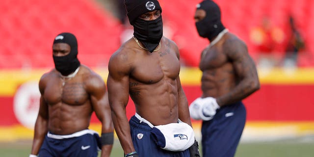 Dareke Young, #83 of the Seattle Seahawks, warms up before the game against the Kansas City Chiefs at Arrowhead Stadium on December 24, 2022, in Kansas City, Missouri.