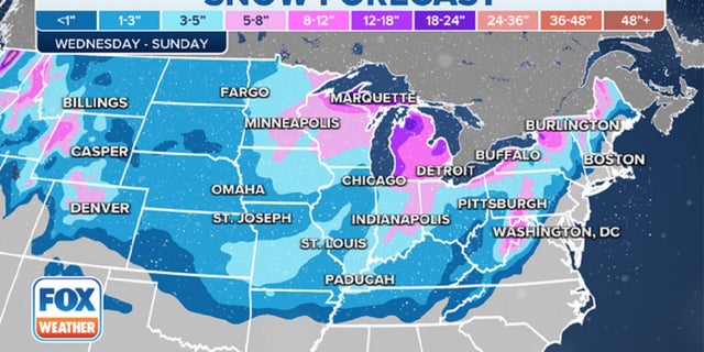 Expected snowfall totals for this week.