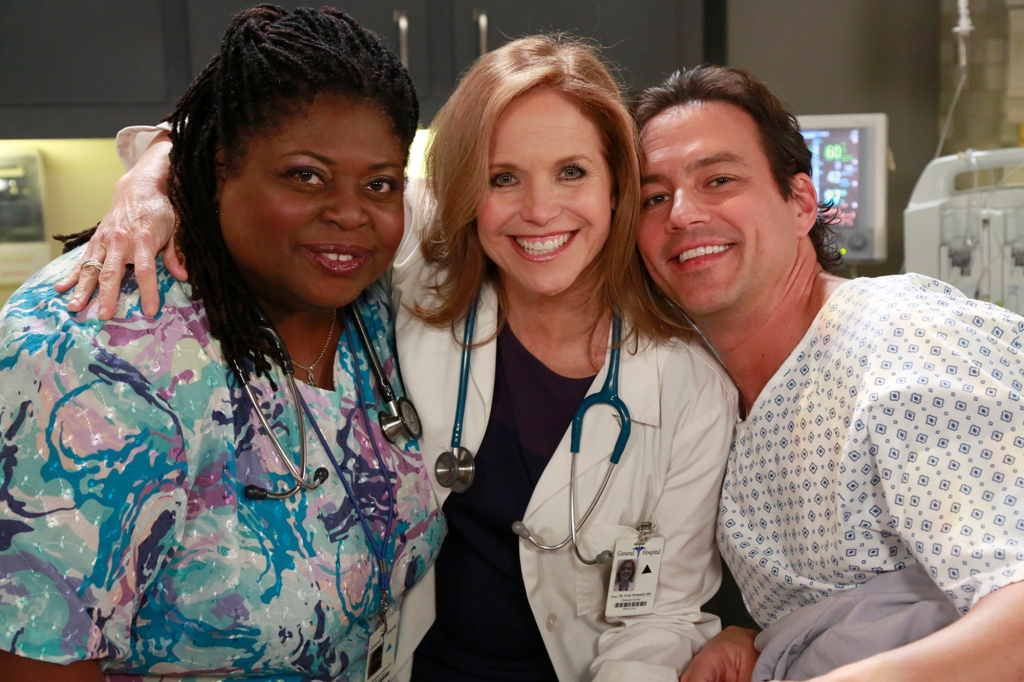 Eddy is seen on the set of "General Hospital" back in 2013, with guest star Katie Couric (center). 