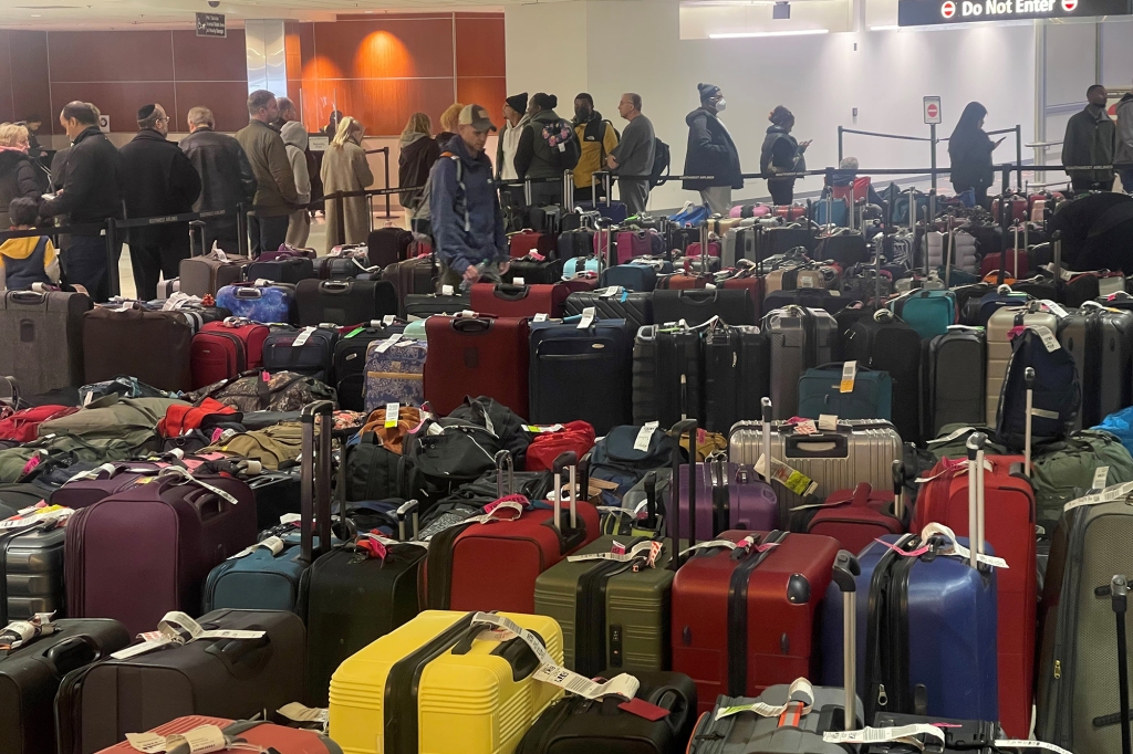 Uncollected bags in Baltimore airport.