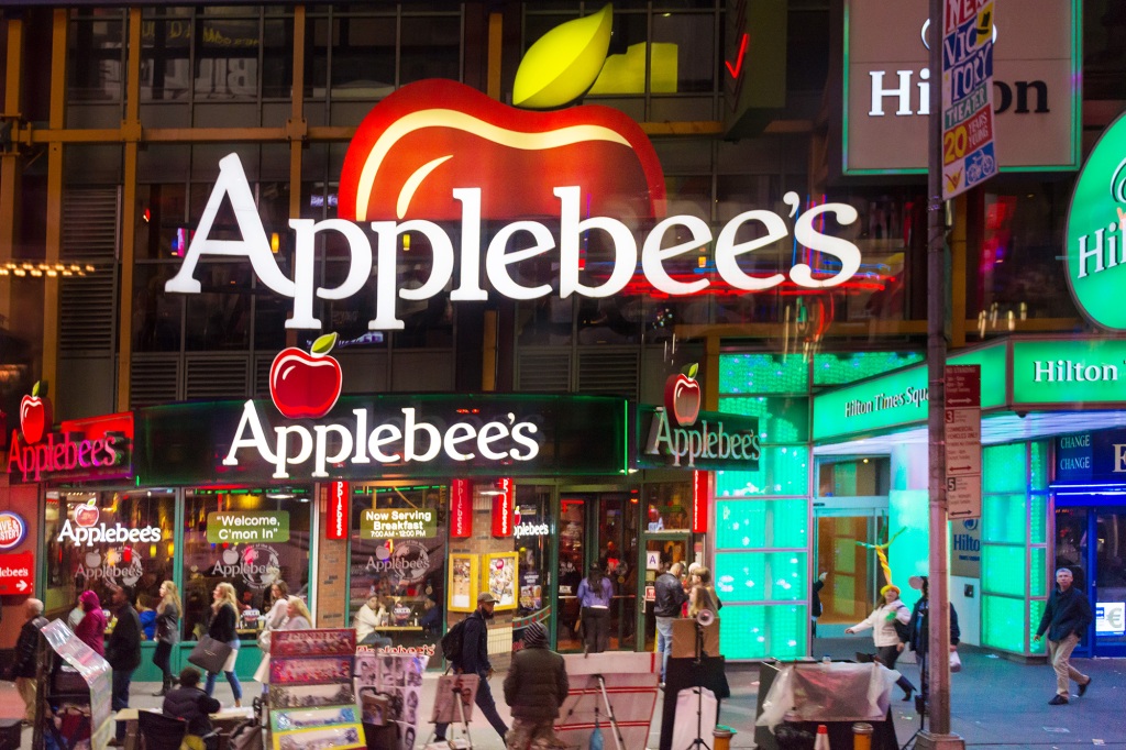 The exterior of the Applebee's restaurant in Times Square.