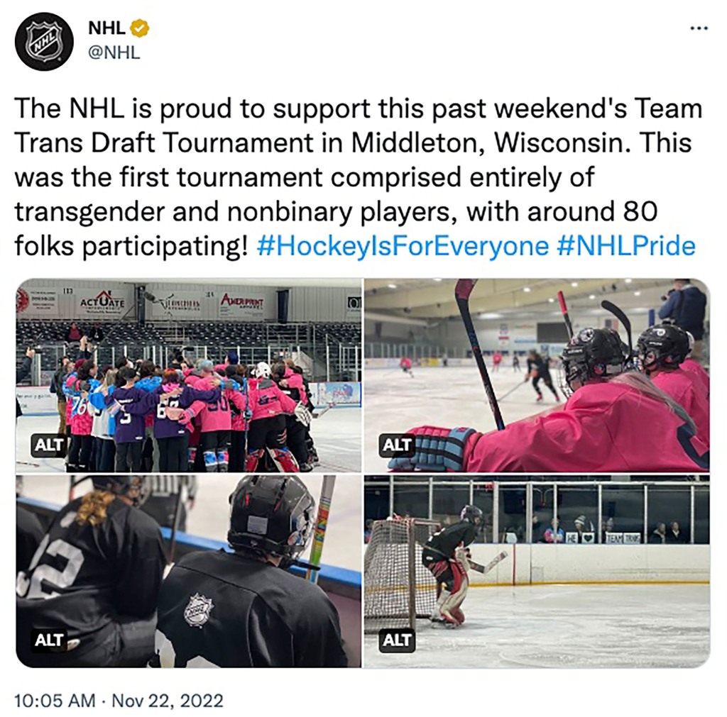 NHL tweet about the event