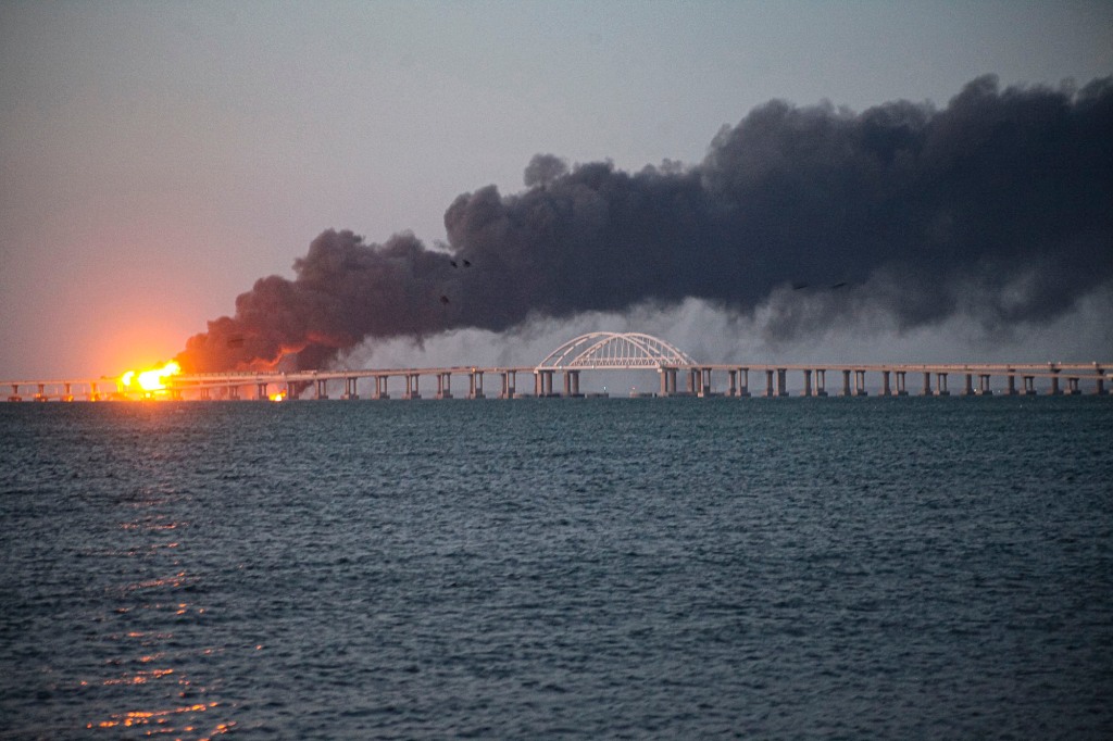 The Ukrainian military assessed the damage across the Black Sea port as residents tore down pro-Kremlin billboards and other symbols placed there.