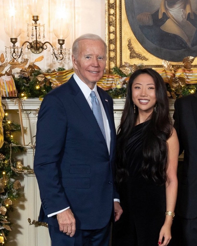 Fong posed for a photo with President Joe Biden at The White House Christmas Party this year.