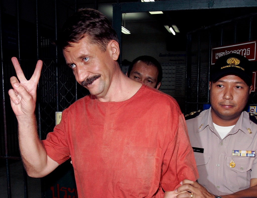 Bout was previously arrested in Thailand in 2008 for trying to sell weapons that were to be used to kill Americans.