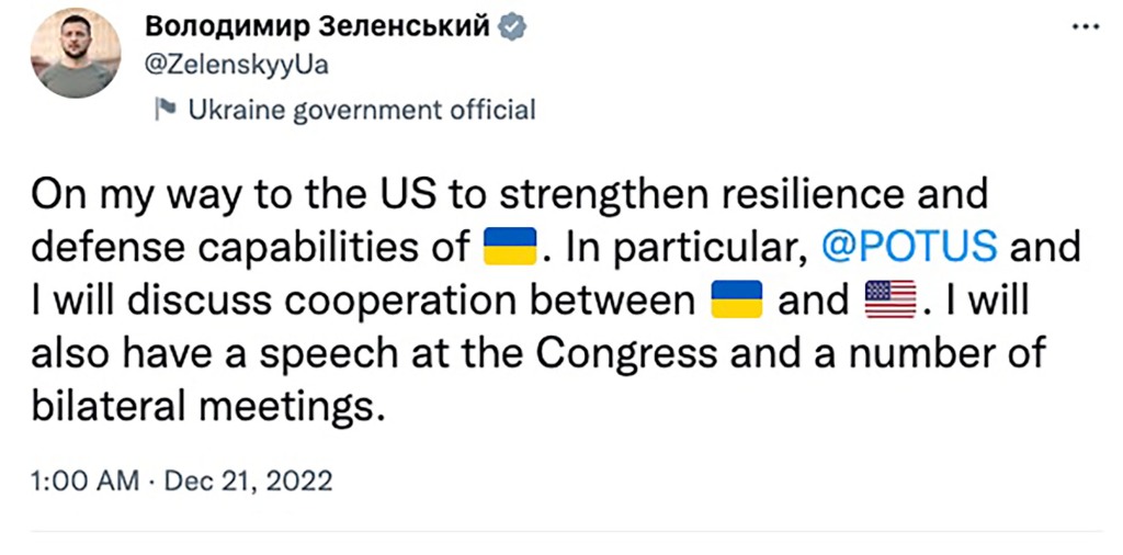 Zelensky tweeted he was making the trip -- his first overseas visit since the start of the war -- "to strengthen resilience nd defense capabilities of Ukraine." 