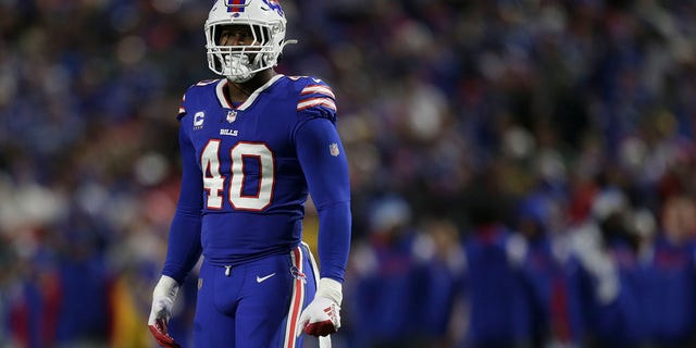 Von Miller of the Buffalo Bills during the fourth quarter against the Green Bay Packers at Highmark Stadium Oct. 30, 2022, in Orchard Park, N.Y. 