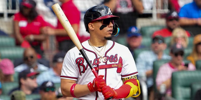 William Contreras #24 of the Atlanta Braves bats against the Philadelphia Phillies during the third inning in game one of the National League Division Series at Truist Park on Oct. 11, 2022 in Atlanta, Georgia.