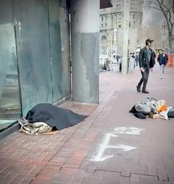 Unsheltered people were camped out around a "family-friendly" San Francisco holiday market.