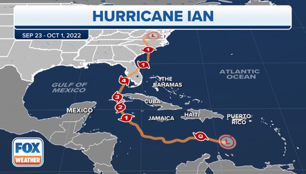 Path of Hurricane Ian.