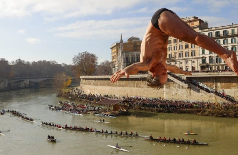 Thrill seekers across Europe take the plunge on New Year’s Day