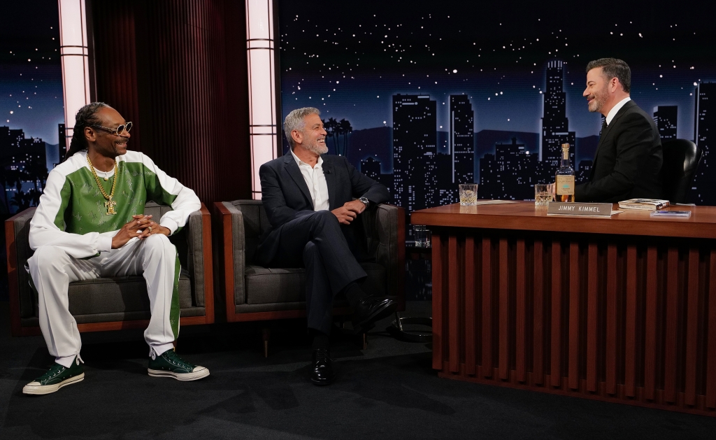 Kimmel's guests Thursday night was a throwback to his first show, featuring Snoop Dogg and George Clooney.