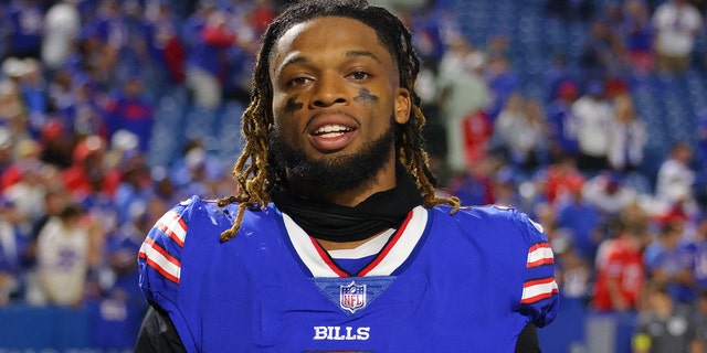 Damar Hamlin, #3 of the Buffalo Bills, after a game against the Tennessee Titans at Highmark Stadium on Sept. 19, 2022 in Orchard Park, New York.