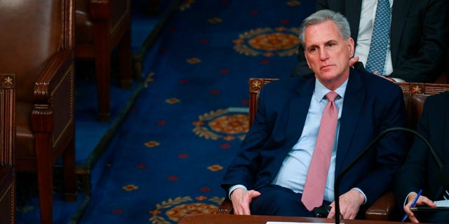 Rep. Kevin McCarthy (R-Calif.) sits in the House Chamber during the third round of votes for House Speaker on the opening day of the 118th Congress on Tuesday, Jan. 3, 2023, at the U.S. Capitol in Washington D.C.