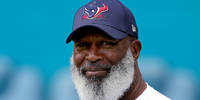 Head coach Lovie Smith of the Houston Texans prior to a game against the Miami Dolphins at Hard Rock Stadium Nov. 27, 2022, in Miami Gardens, Fla.