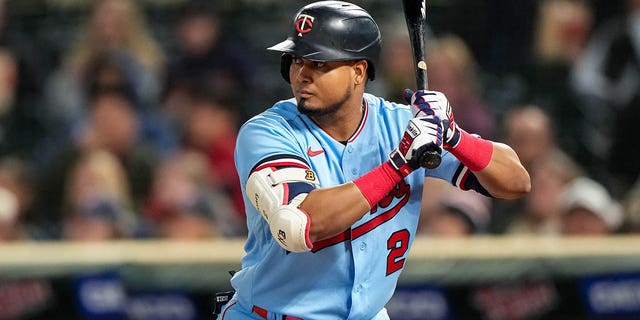 Luis Arraez #2 of the Minnesota Twins bats against the Chicago White Sox on September 27, 2022, at Target Field in Minneapolis, Minnesota. 