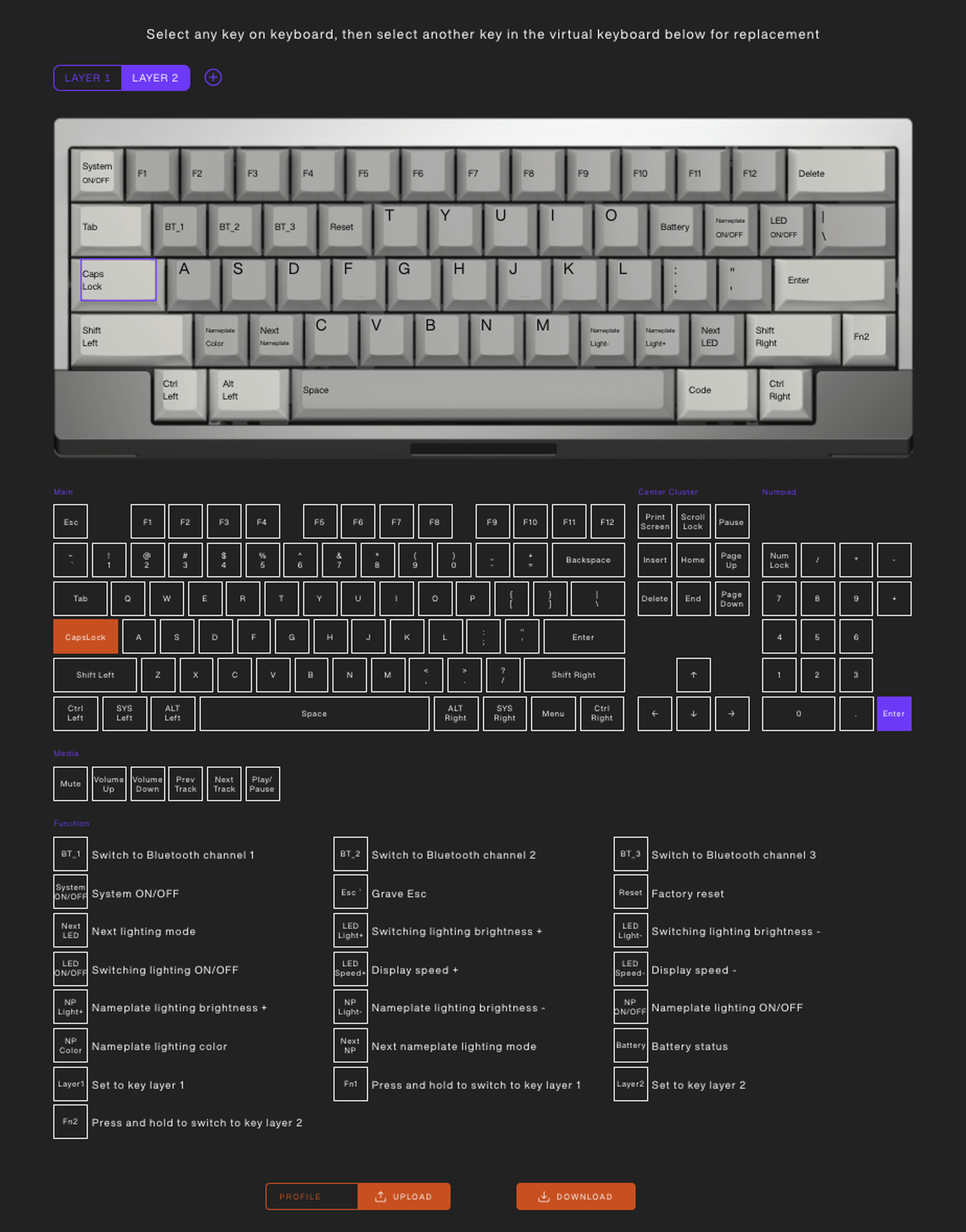 The browser-based customization software makes remapping keys easy. Once you make changes, you download a JSON file and upload it to the board through Windows or Mac software Angry Miao provides (the same used for firmware updates). Click to enlarge.