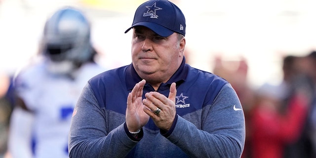 Head coach Mike McCarthy of the Dallas Cowboys prior to a game against the San Francisco 49ers in an NFC divisional playoff game at Levi's Stadium Jan. 22, 2023, in Santa Clara, Calif.