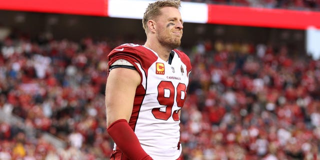 J.J. Watt of the Arizona Cardinals looks on after the game against the San Francisco 49ers at Levi's Stadium on Jan. 8, 2023, in Santa Clara, California.