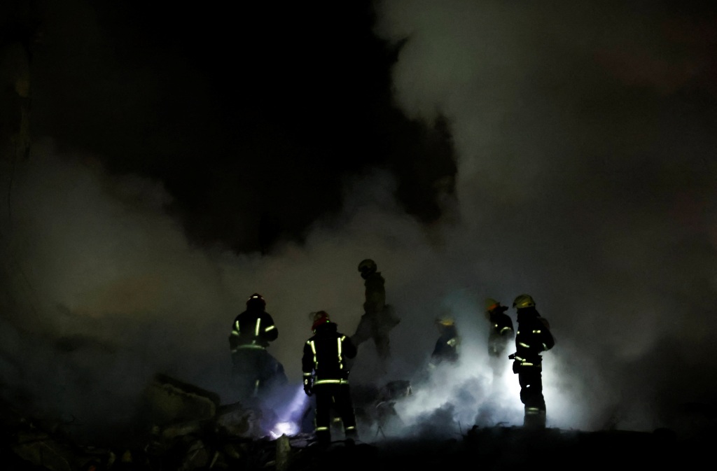 Smoke rises from the site where a Russian missile hit.