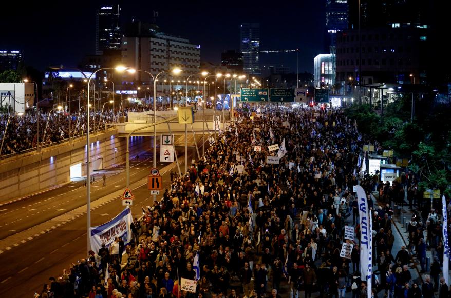 The protesters say the future of Israeli democracy is at stake if the government succeeds in pushing through its plans.