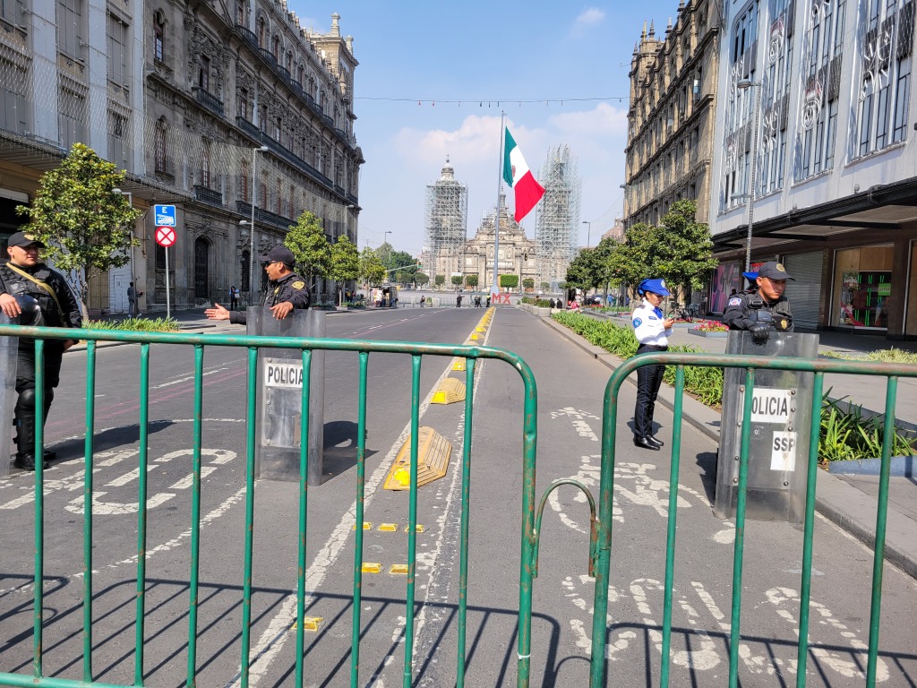 Roads near Mexico's National Palace were blocked off for Biden's visit.