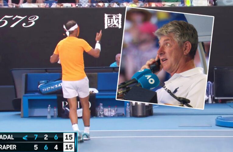Rafael Nadal is not happy as floodlights come in during day match with Jack Draper at Australian Open