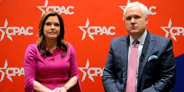 Matt and Mercedes Schlapp at CPAC's private green room backstage at The Rosen Shingle Creek in Orlando, Florida. 