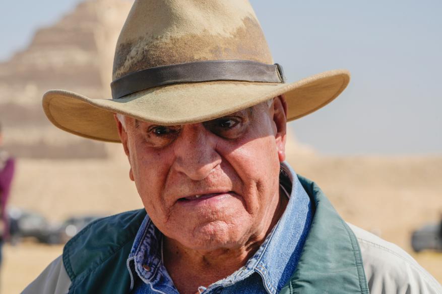 Egyptian archaeologist Zahi Hawass, the director of the Egyptian excavation team, speaks during a press conference