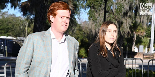 Buster Murdaugh, son of Alex Murdaugh, and girlfriend Brooklynn White, arrive at the Colleton County Courthouse in Walterboro, South Carolina on Thursday, January 26, 2023. 