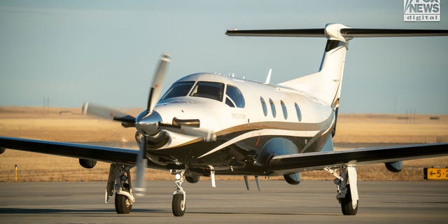 General views of the Pennsylvania State Police plane in Rapid City, South Dakota as it makes a refueling stop on Wednesday, January 4, 2023.