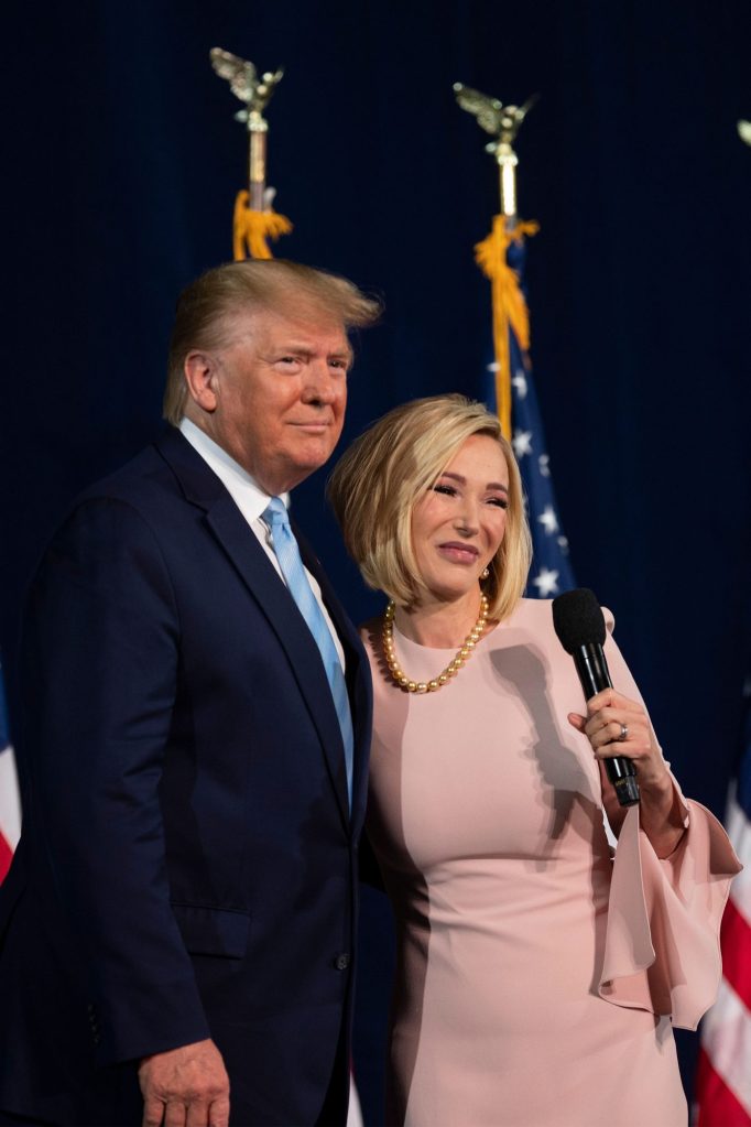 Then-President Donald Trump stands with Paula White during a 'Evangelicals for Trump' campaign event held at the King Jesus International Ministry on Jan. 3, 2020, in Miami, Florida. 