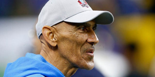 Hall of Fame head coach Tony Dungy during an NFL game between the Pittsburg Steelers and the Indianapolis Colts on November 28, 2022, at Lucas Oil Stadium in Indianapolis, IN.  