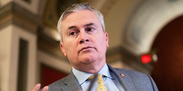 Rep. James Comer, R-Ky., prepares for a television interview in the U.S. Capitol on Thursday, Jan. 12, 2023.