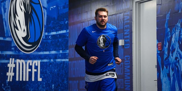 Luka Doncic of the Mavericks before the Atlanta Hawks game on Jan. 18, 2023, in Dallas, Texas.