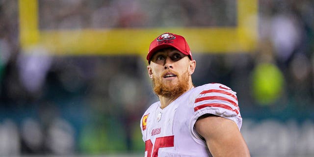 San Francisco 49ers tight end George Kittle during the Eagles game on Jan. 29, 2023.