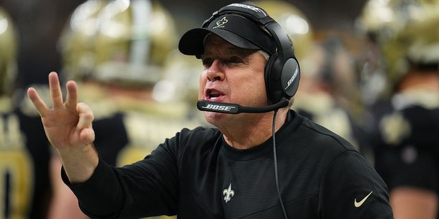 New Orleans Saints head coach Sean Payton reacts during a game against the Miami Dolphins at Caesars Superdome Dec. 27, 2021, in New Orleans,. 