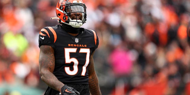 Germaine Pratt, #57 of the Cincinnati Bengals, walks to the sidelines during an NFL football game against the Cleveland Browns at Paycor Stadium on Dec. 11, 2022 in Cincinnati.