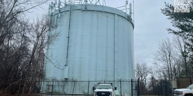 A cell tower located on Reservoir Road in Cohasset, Mass., Jan. 12, 2023. 