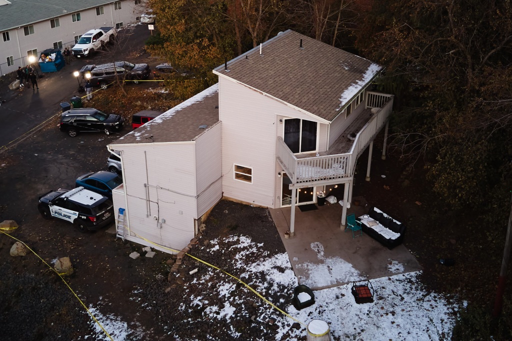 The home in Moscow, Idaho where Madison Mogen, Xana Kernodle, Ethan Chapin, and Kaylee Goncalves were stabbed to death.