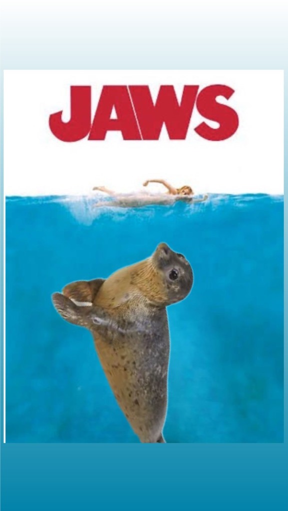 Taylor uploaded a "Jaws"-inspired fan illustration based on the seal attack.