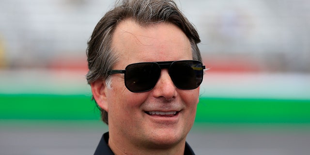 Retired NASCAR Champion Jeff Gordon before the 53rd Annual Quaker State 400 NASCAR race on July 10, 2022, at the Atlanta Motor Speedway in Hampton, Georgia.