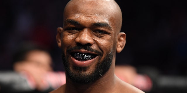 Jon Jones stands in his corner prior to his light heavyweight championship bout at Toyota Center on Feb. 8, 2020, in Houston, Texas.